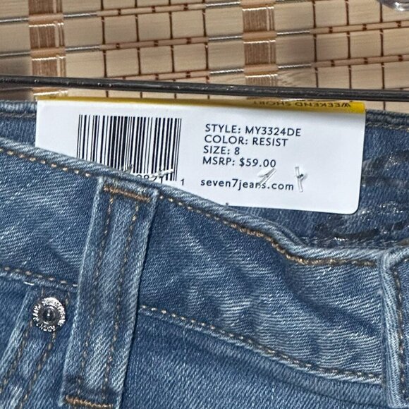 Seven7 Frayed Hem Distressed Denim Weekend Shorts, 5" Rise - Picture 5 of 5